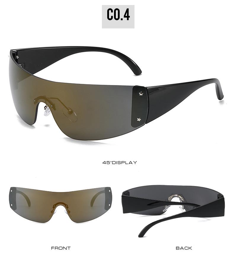 Occhiali da Sole Monoblocco con Montatura Grande Stile Europeo & Americano Chic Y2K per Donna