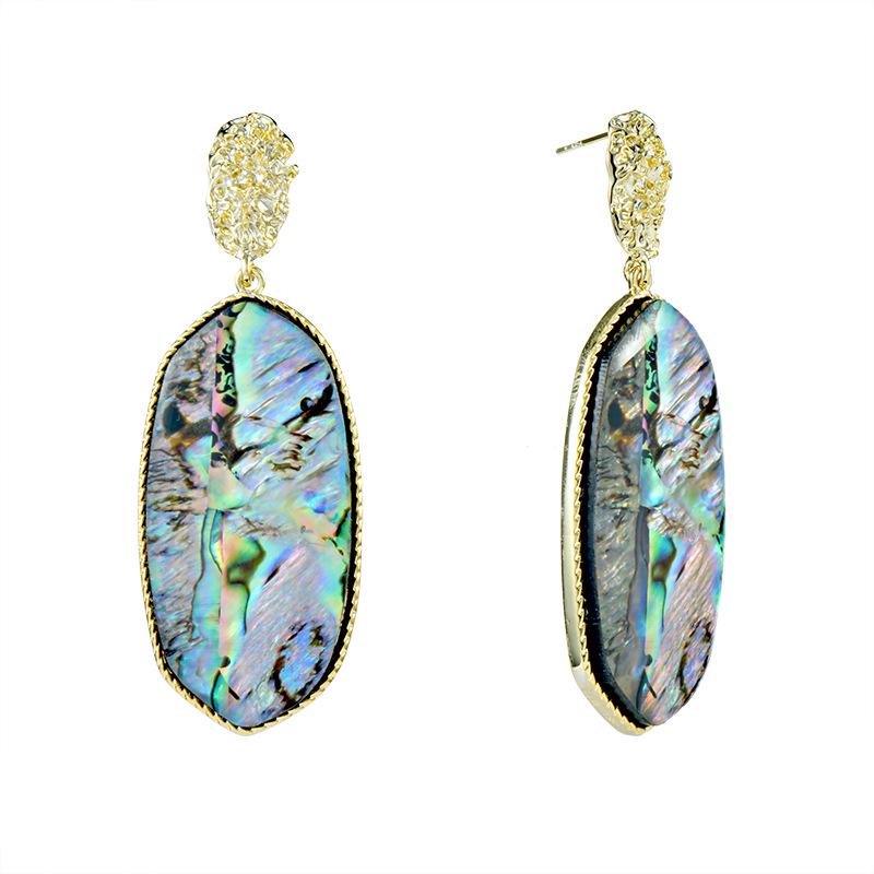 

Роскошные барочные овальные серьги-заявления из раковины абалона