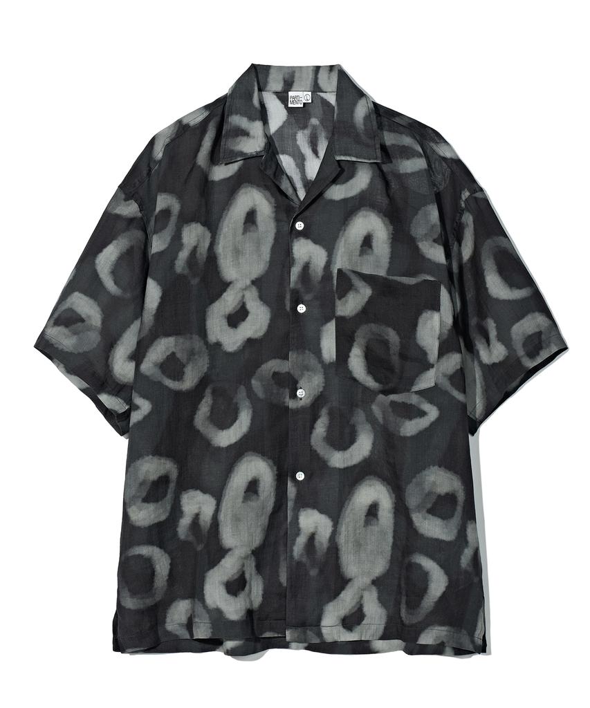 PARTIMENTO Leopard Graffiti Open Collar Shirt Black