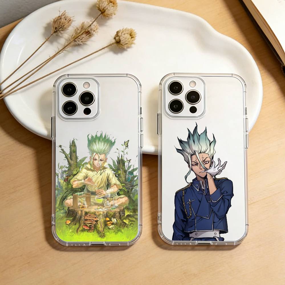 D-Dr S-Stone A-Anime Phone Case For iPhone 17 16 15 14 13 12 11 Mini Pro Max Plus Transparent Cover