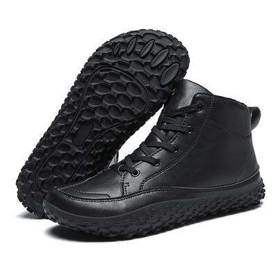 Herren Wanderschuhe Leder Outdoor Zero Sohle Breite Zehenpartie Barfußschuhe Winter Mann Baumwollstiefel Minimalistische Lässige Sneaker