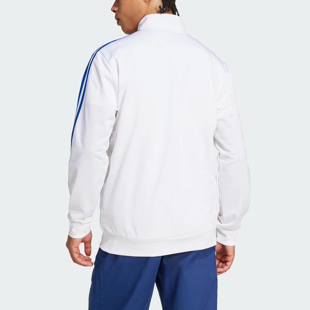 Adidas Real Madrid DNA Track Jacket with Striped Brand Logo and Front Zip Men Tops White IT3804