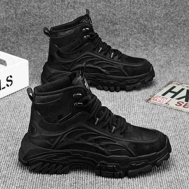 Men's Boots Autumn and Winter New High Top Boots, Thick Soled Warm Snow Boots, Outdoor Anti Slip and Wear-resistant Work Boots