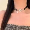 Asymmetric PU Leather Choker Metal Collarbone Chain Women Punk Y2K Star Choker  Women