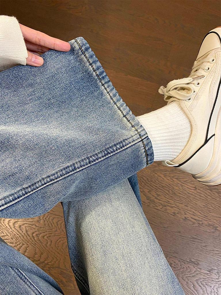 Pear-Shaped Retro High-Waisted Wide-Leg Jeans for Women - Spring/Summer