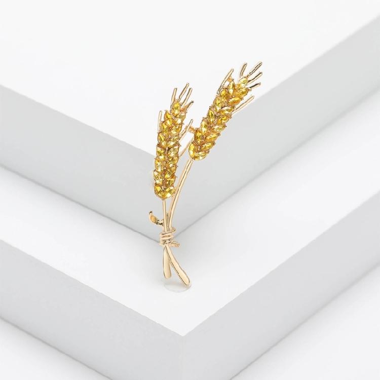 Fashionable Wheat Ear Brooches Ornament Sparkling Crystal Pins Lapel Pins