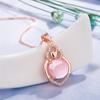 Trendy 925 Silver Jewelry Necklace Heart Shape Rose Quartz Zircon Gemstone Pendant for Women Wedding Promise Party Accessories