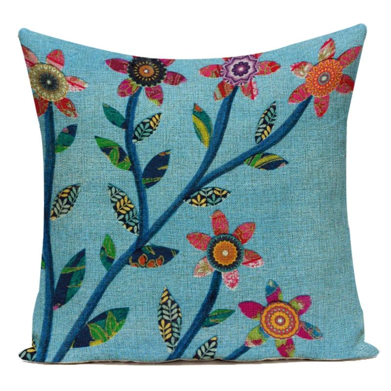 Decorative Throw Pillows Case Color Plant Flower Trees Polyester Sofa Cushion Cover For Living Room Capa De Almofadas
