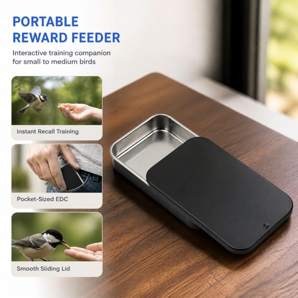 3pcs Metal Rectangular Handheld Bird Feeder Refillable Dispenser Travel Floss Pick Case Travel Use