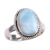 Natural Republic Larimar Gemstone 925 Solid Silver Jewelry Ring Size 5.5 k3H17