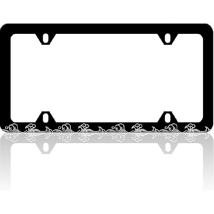 Black And White Cow Print License Plate Frame Funny Spots License Plate Frames Animal Pattern Auto Accessory Bracket Stainless Steel License Plate