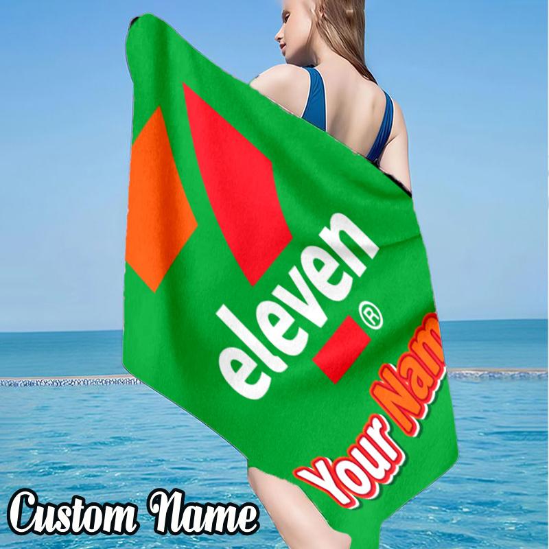Custom Name 711 Convenience Store Beach Towel - Soft, Ultra-Absorbent Microfiber, Lightweight, Perfect for Beach, Parties, Travel, Camping