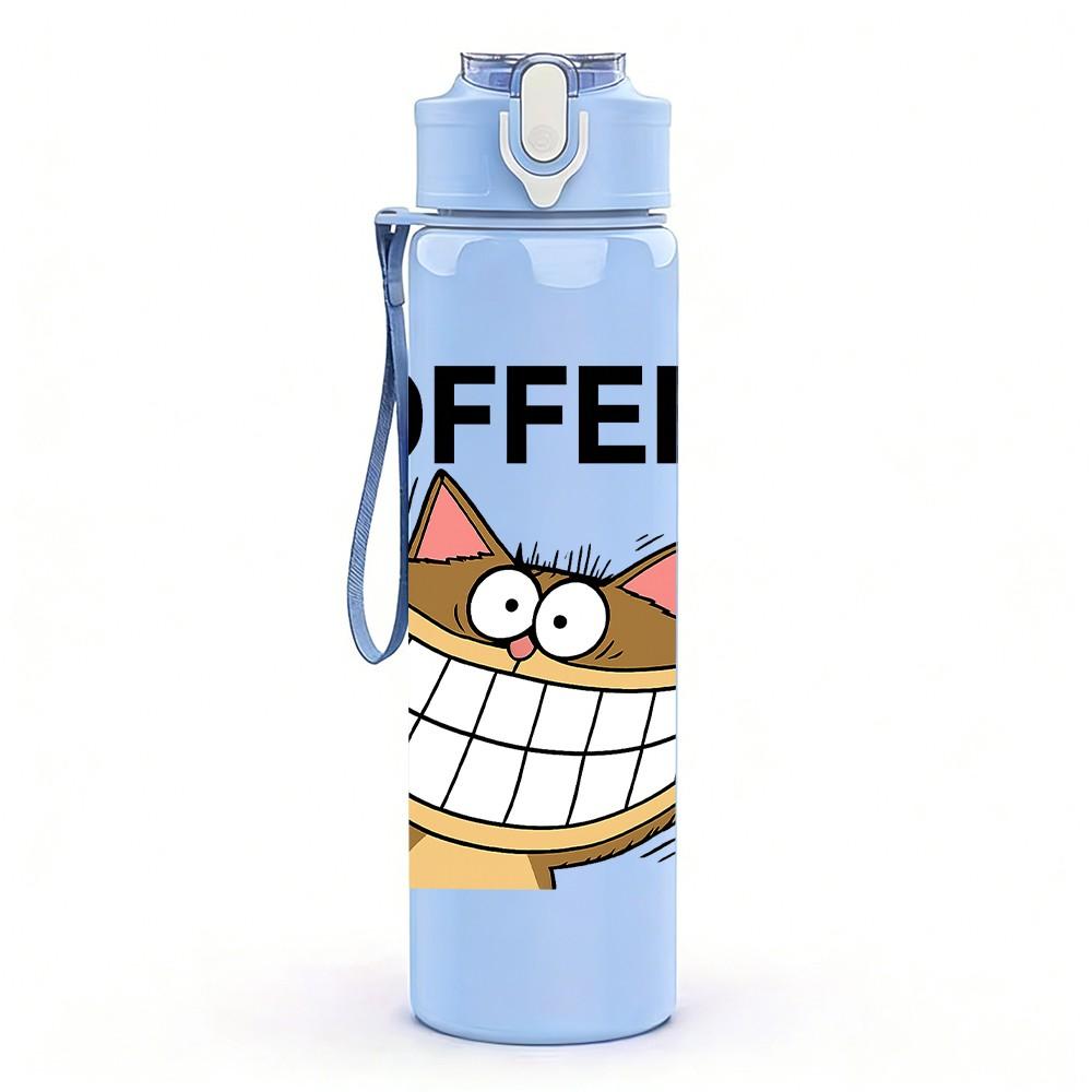 1PC Grinning Cheshire Cat 750ml Color Plastic Sports Water Bottle Leakproof Flip Straw Lid Suitable for Sports Office Home Use