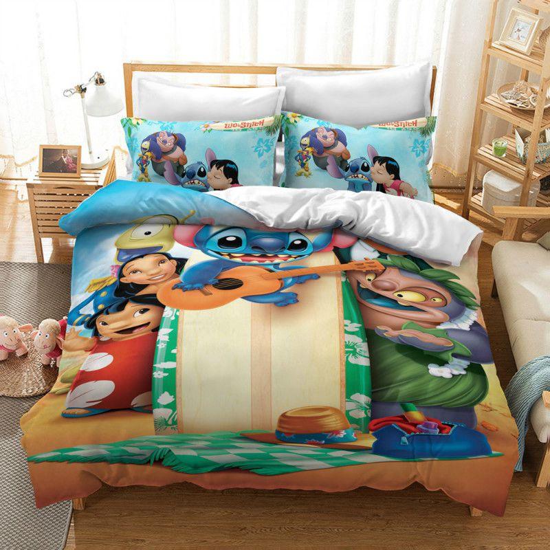 3d Stitch Bedding Set For Kids With Comfortable Duvet Cover And Pillowcase Set