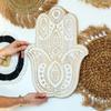 Hamsa Hand Wandplakette, Mangoholz Weißwaschung