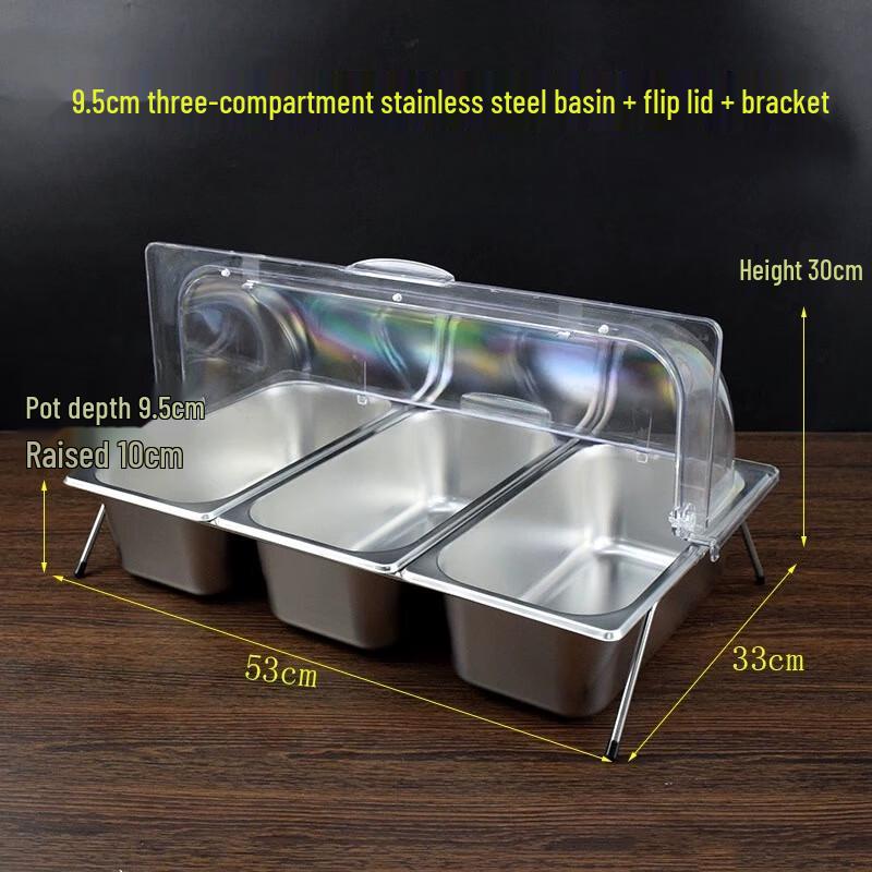 

Commercial Stainless Steel Food Display Pan with Ice Tray and Lid