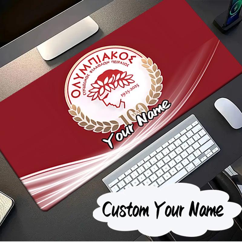 Custom Name Mouse Pad Olympiacos Fc Crest Design Mouse Pad, Gaming Mouse Pad, Keyboard Pad, Desk Decor for Computer Notebook Fan Birthday Gift