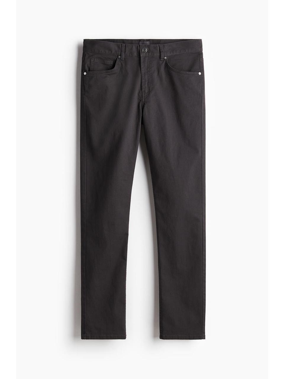 Брюки HM slim Fit из хлопкового твила темно-серого цвета 1074402003 2830