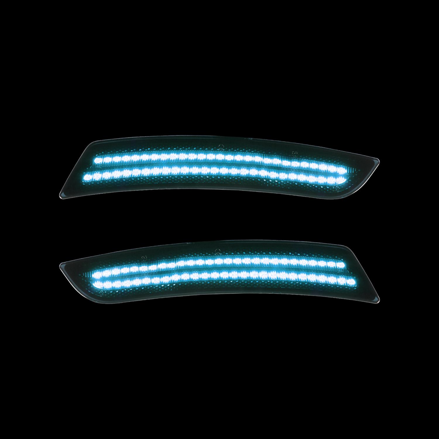 Smoked Lens Ice Blue LED Side Marker Light Front Rear Bumper for Camaro CTS ATS US Stock Smoked Lens&LED