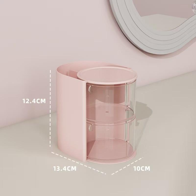 Rotating Multi-Functional Makeup Brush & Sponge Organizer,Stackable Cosmetic Storage Box with Drawers for Vanity