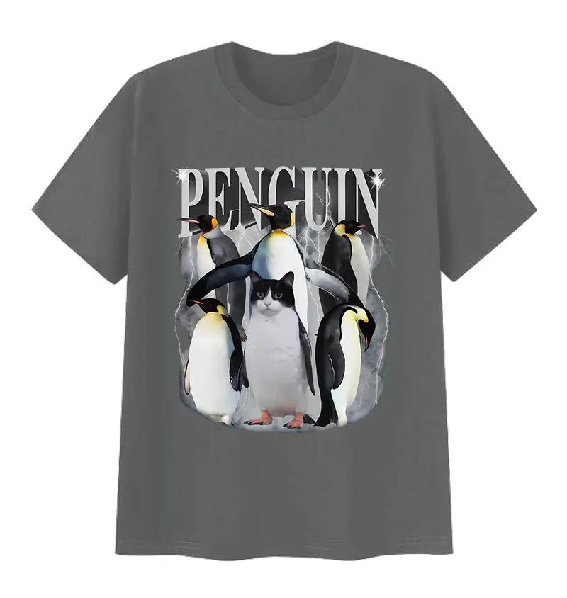 Cute Penguin Funny Meme T Shirt Unisex Women Vintage Fashion High Quality Cotton Tshirts Tops Casual Clothing Short Sleeve Tshirt