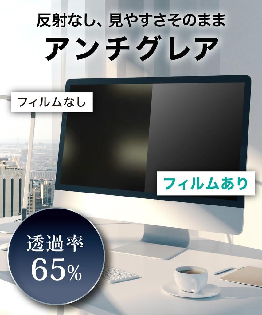 LOE 23.8-inch 16:9 Magnetic Privacy Filter with Blue Light Blocking and Anti-Glare for Frameless Monitors, Matte Type (534x301mm), 1 Piece