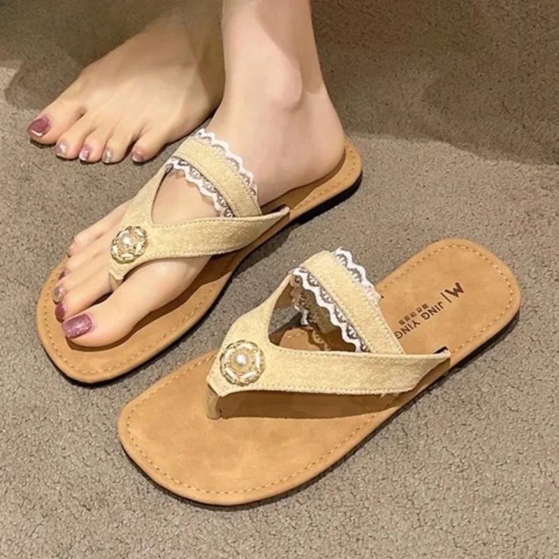 Fashion Women Flip Flops Flats Slippers Fashion Clip Toe Shoes Summer Sandals 2025 Casual Trend Beach Woman Slides Mujer De Zapatillas