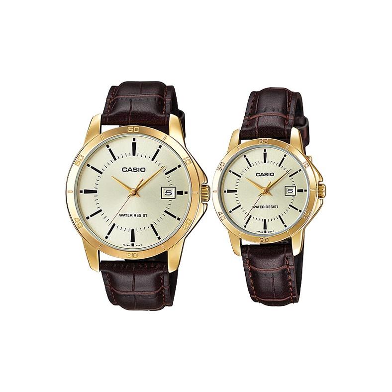 CASIO Unisex Pair Table Series Watch MTP-V004GL-9A P-V004GL-9A Gold Watch Case