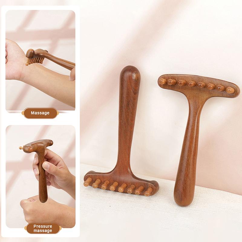 1 Pcs Portable Sandalwood Gua Sha Massage Brush Head Neck Abdominal Leg Body Meridian Massager Wooden Therapy Massage Tools