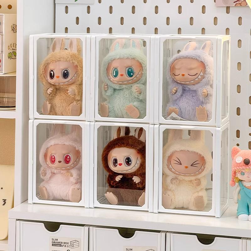 1 Stück Transparente Displaybox Blindbox Organizer Glas Aufbewahrungsboxen für Figuren Vitrine für Baumwollpuppen Ausstellschrank