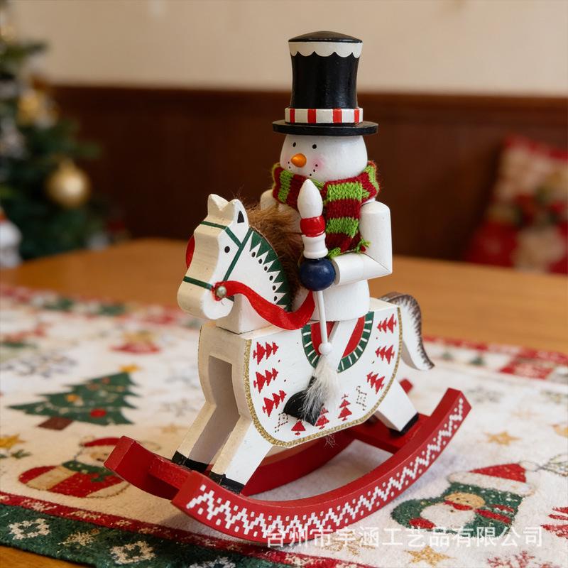 30CM Wooden Rocking Horse Nutcracker Ornament