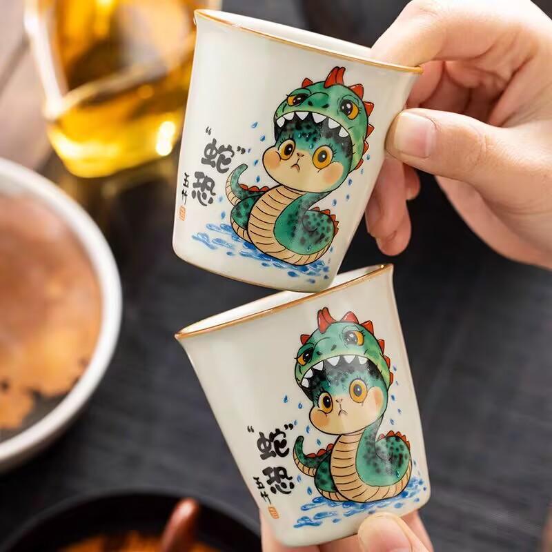 Ru Kiln Snake Fear Instant Cup Master Cup Ceramic Personal Special Tea Cup High-End Exquisite Tea Cup Tea Set