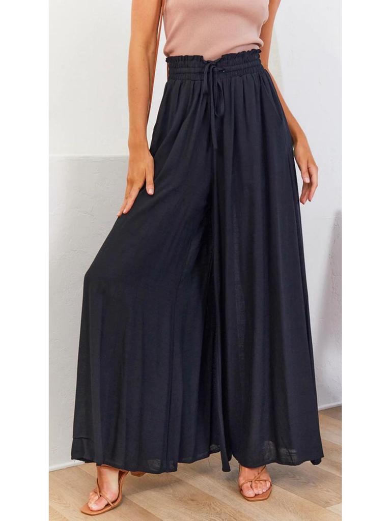 Euro-American Summer Wide-Leg High-Waisted Women's Culottes with Elastic Waistband