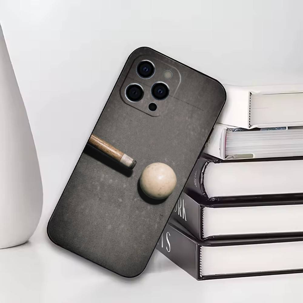 

Billiards 8 Ball Aesthetic Phone Case For iPhone17,16,15,14,13,12,11 Plus,Pro Soft Silicone Black Cover iPhone14Plus