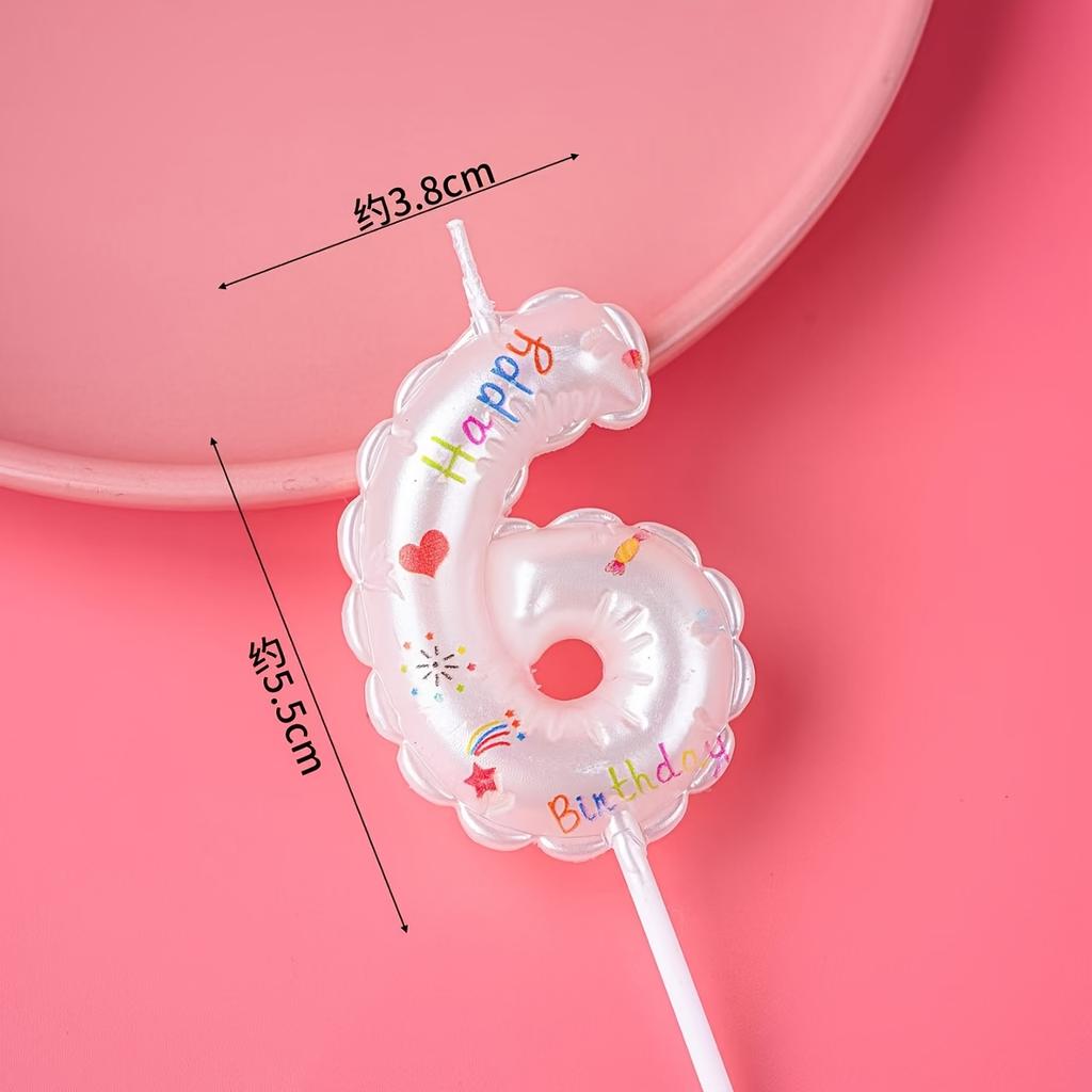 1pc White Number 0-9 Candle Balloon-Shaped Birthday Party Cake Decoration Children Adult Birthday Party Decor Festival Supplies