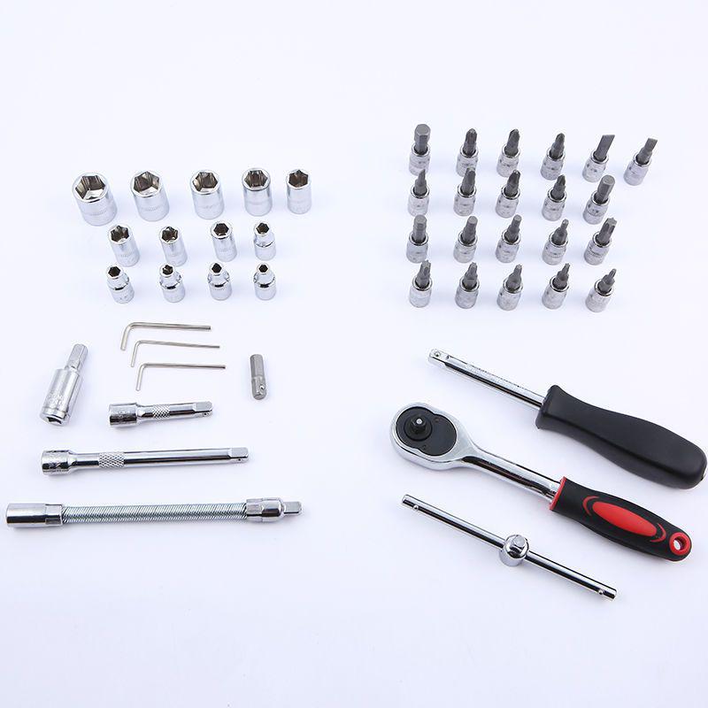 46-Piece Car & Motorcycle Repair Tool Set - Socket, Ratchet Wrench, Hex Key