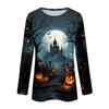 Women's Halloween Printed Crewneck Long Sleeve Pullover Sweatshirt Casual Fit Lightweight Top for Seasonal Wear