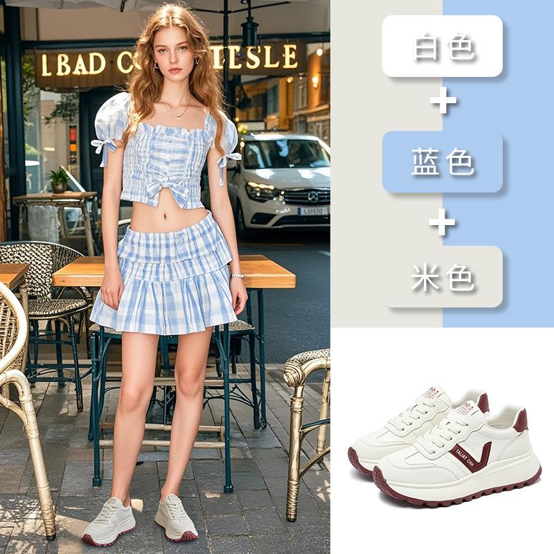 Foam Sole Leather Forrest Gump Shoes 2025 Spring New Thick Sole Heightening Sports Shoes Casual Women's Shoes Versatile Little White Shoes
