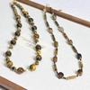 Autumn/Winter Myer Color Tiger Eye & Pearl Beaded Necklace with Niche Clavicle Design