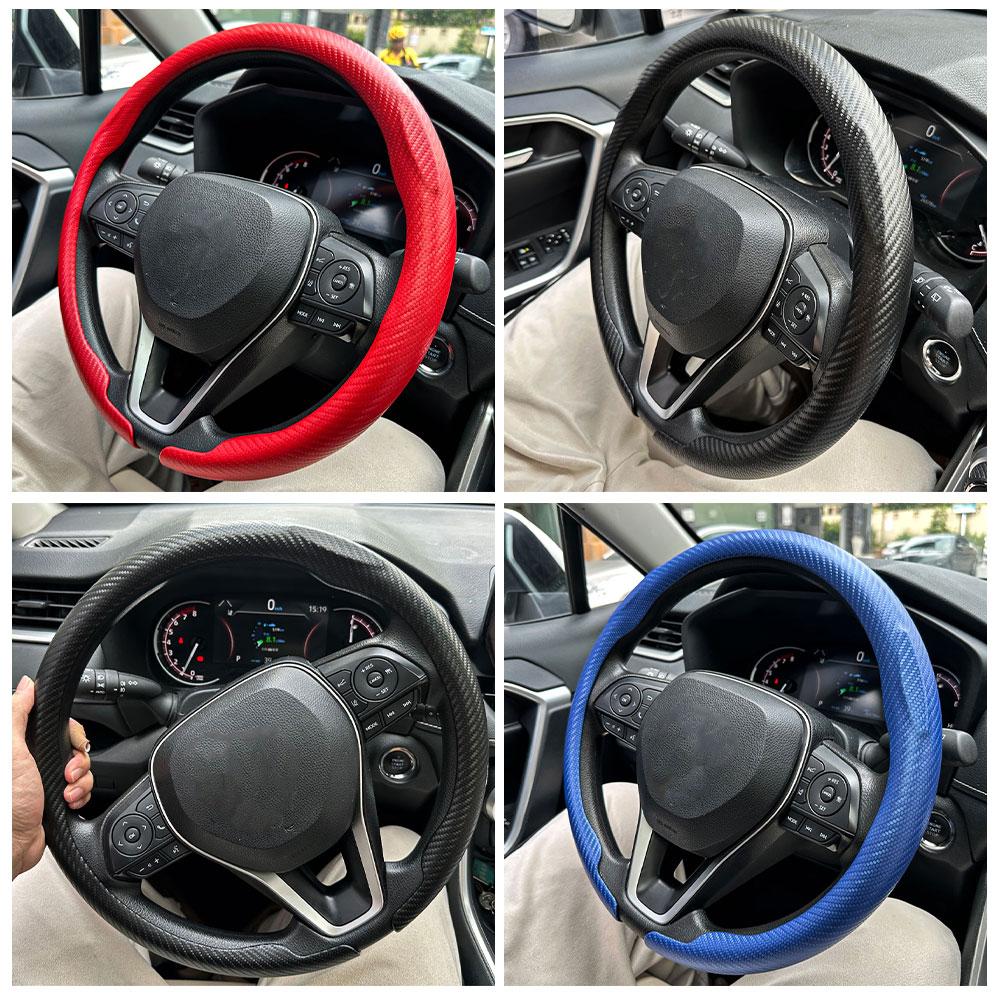 Allgemeine Auto Lenkradabdeckung Kohlefaser Sport rutschfest Kartenhalter Abdeckung Typ D, D-förmig, Rundes Lenkrad Zubehör