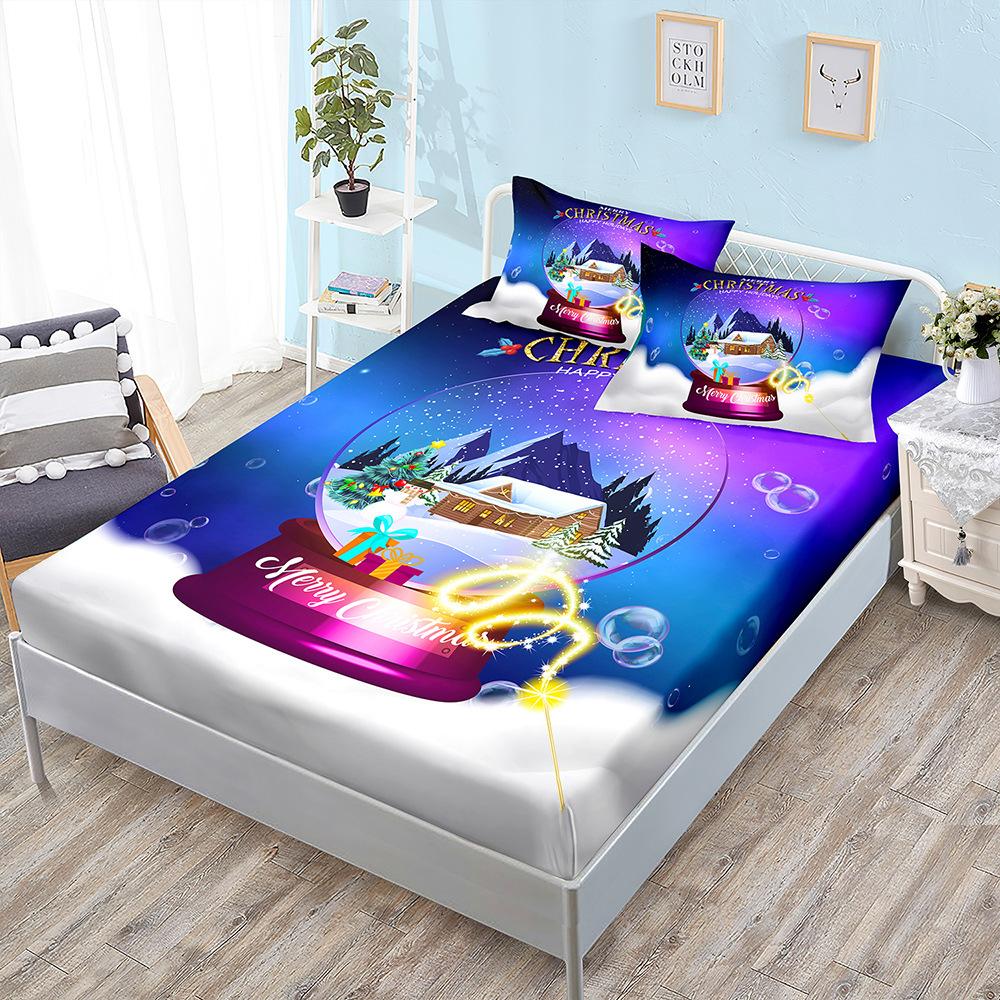 Christmas Three-Piece Mattress Digital Printing Mattress Cover Mattress Protective Cover