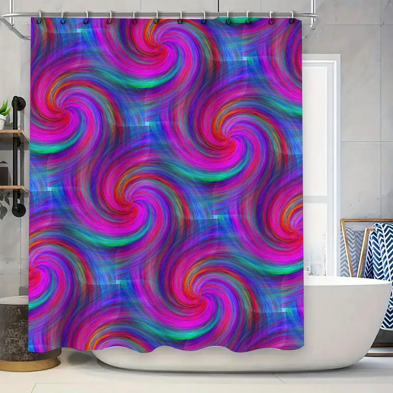 

Colorful Swirl Shower Curtain Bold Bath Decoration For Modern Home Decorations With Hooks Included W60H190(CM)-1 Pcs