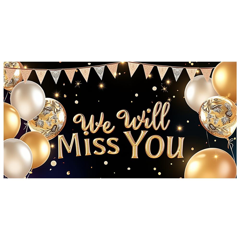 Goodbye Decor Confetti Background Farewell Banner Black Background We Will Miss You Sign for Office Decoration Indoor Decoration