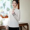 2025 Retro Chinese Frog Button Slimming Embroidered Long Sleeve Top for Middle-Aged and Elderly Mothers