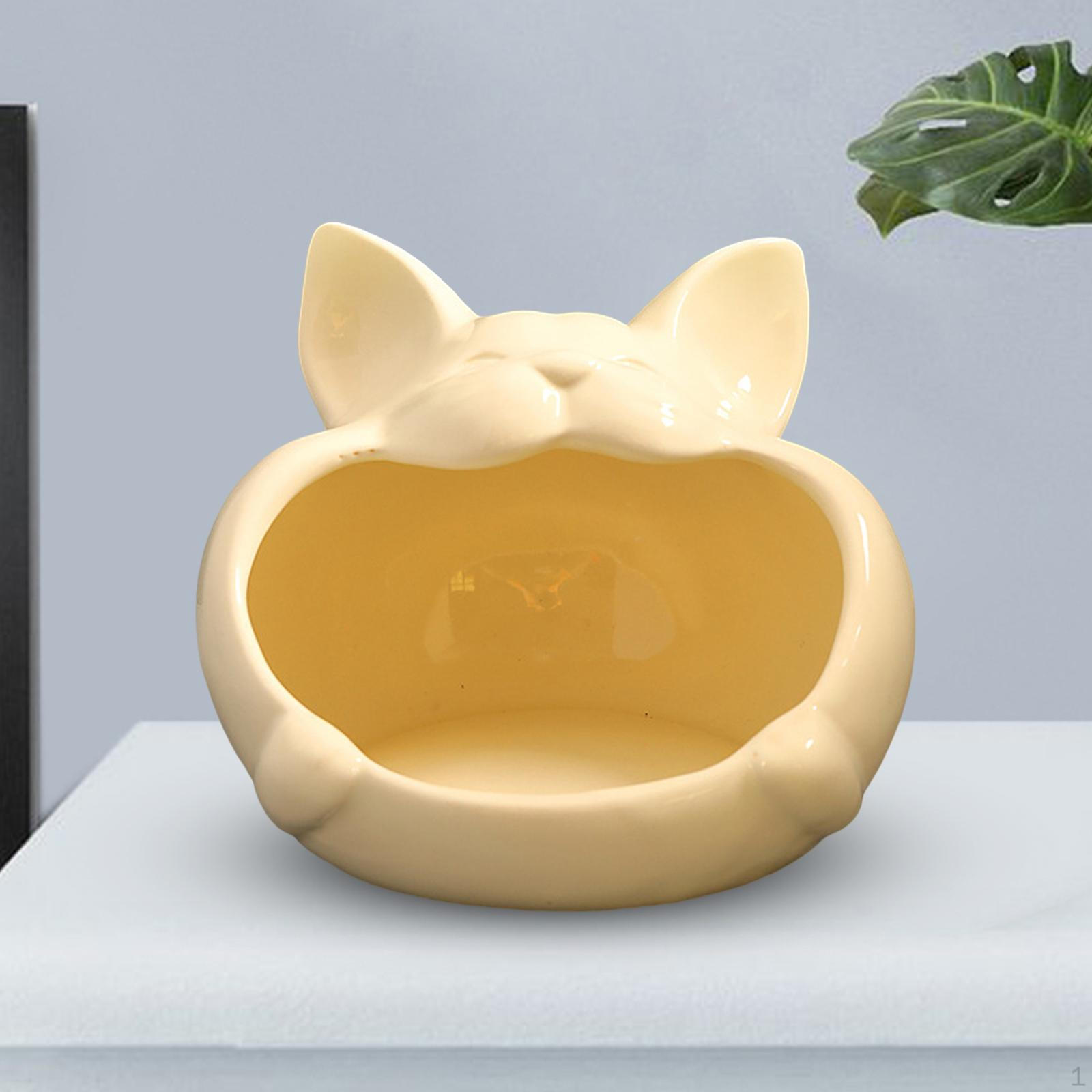 

Cat Statue Candy Storage Box Animal Sculpture Figurine Nordic Decorative Collectible Key Holder Milky White