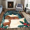 Christmas Igloo and Reindeer Area Mat - Washable Polyester, Lightweight, Suitable for Living Room, Kitchen, Dining Room, Office
