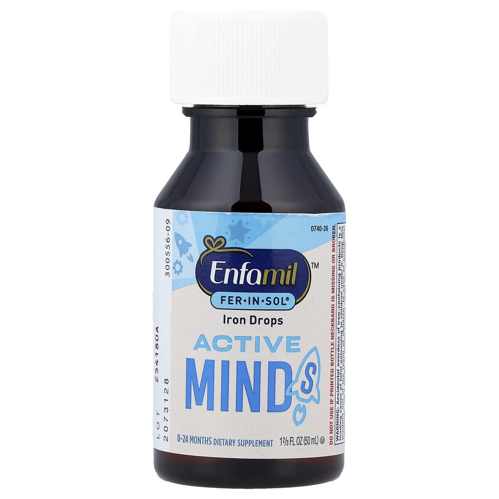 Fer-In-Sol®, Iron Drops, Active Mind, 0-24 Months, 50 mL (Per Serving)