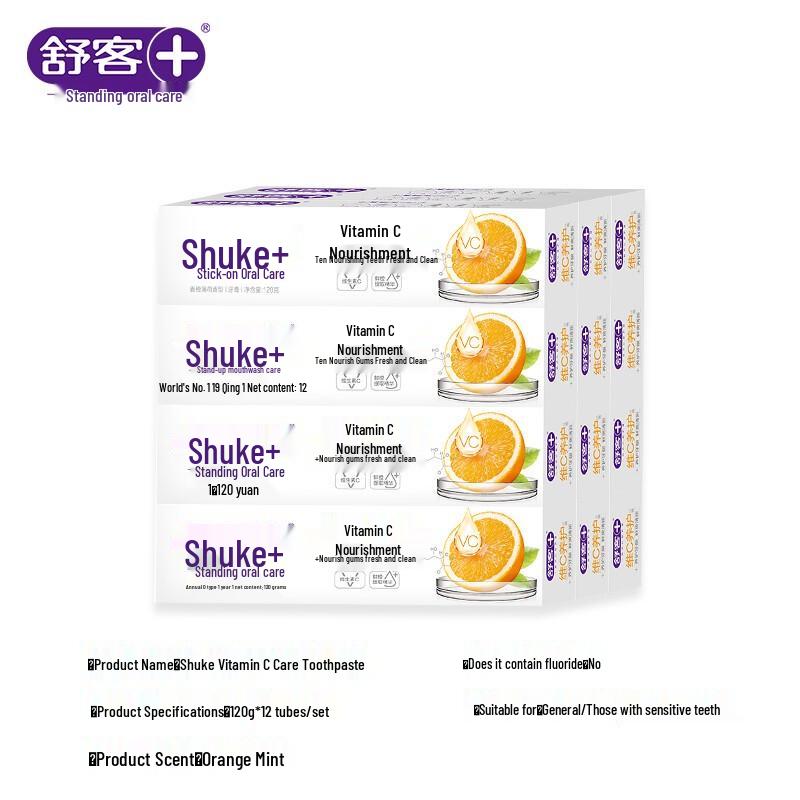 Shuke Gum Care Vitamin Toothpaste, Fresh Orange Mint, 120g 5-Pack