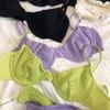 Sous-vêtements d'été pour femmes, 6 couleurs, Bralette française Sexy, ensemble de soutien-gorge Push Up, tissu à fil Ultra fin, Lingerie respirante avec ensembles de string
