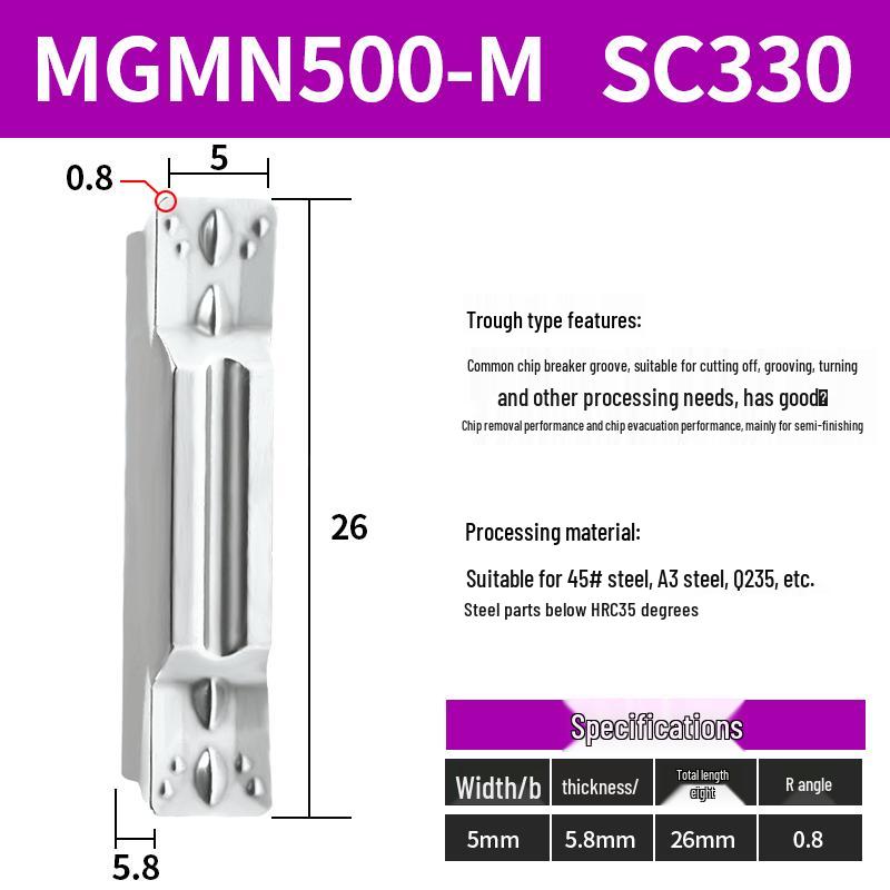 CNC Grooving Blade MGMN300/400-M for Stainless Steel, Ceramic, Aluminum Lathe Parting Tool Inserts